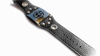 Belt Buckle Bracelet w/ Stainless Steel Cut-out Peace Sign Watch-Style