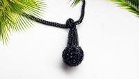 Hip Hop Rapper Iced Out Microphone Pendant In Black