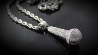 Crystal Microphone Pendant - Large Statement Size!