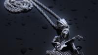Guitar Rocker Man Pendant in Stainless Steel