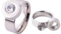 Unique Stainless Steel Stud Ring With Interchangeable Gems
