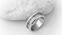 Piano Note Stainless Steel Ring With Spin Design
