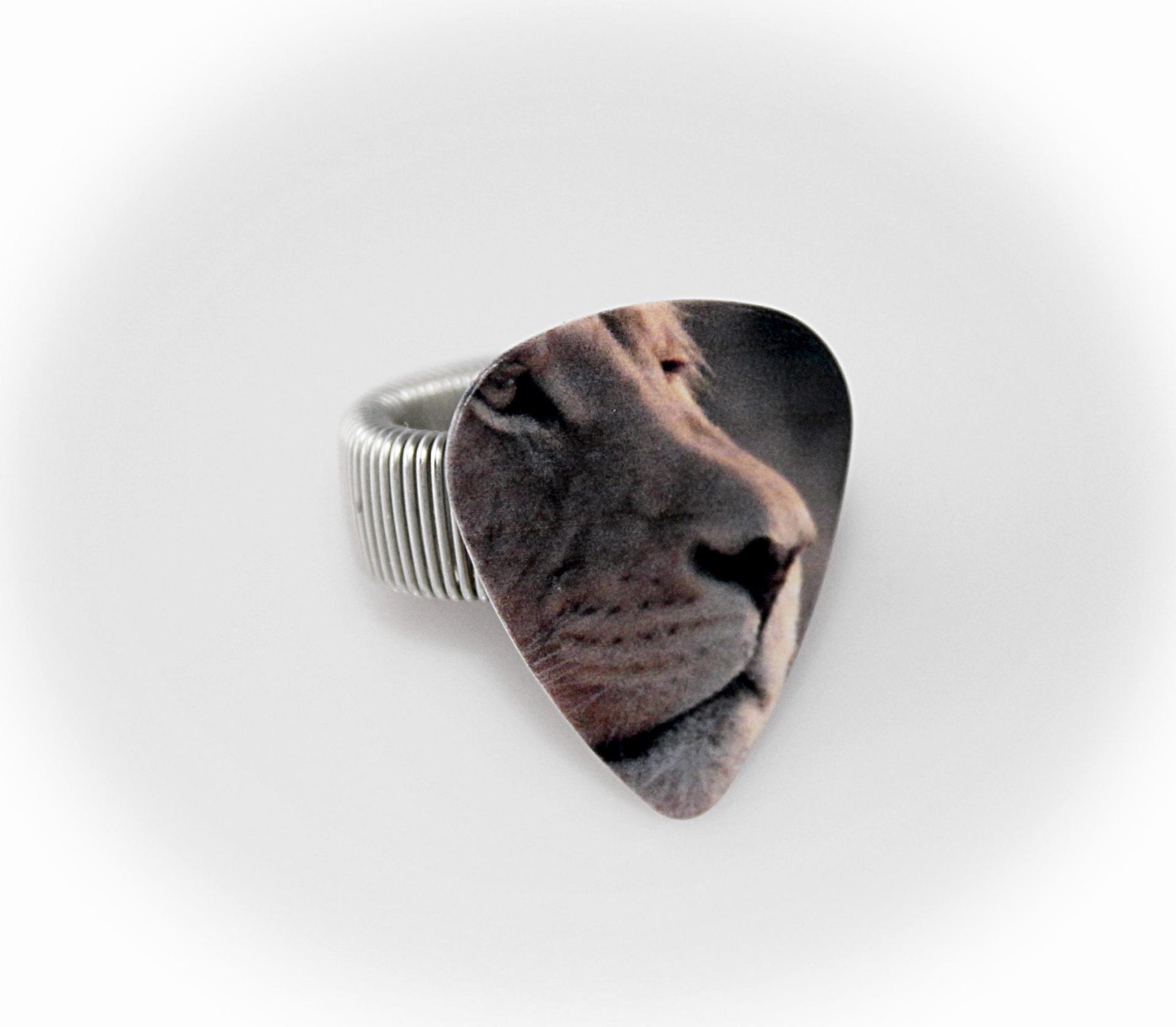 Guitar Pick Adjustable Ring - Lion or Tiger Design!