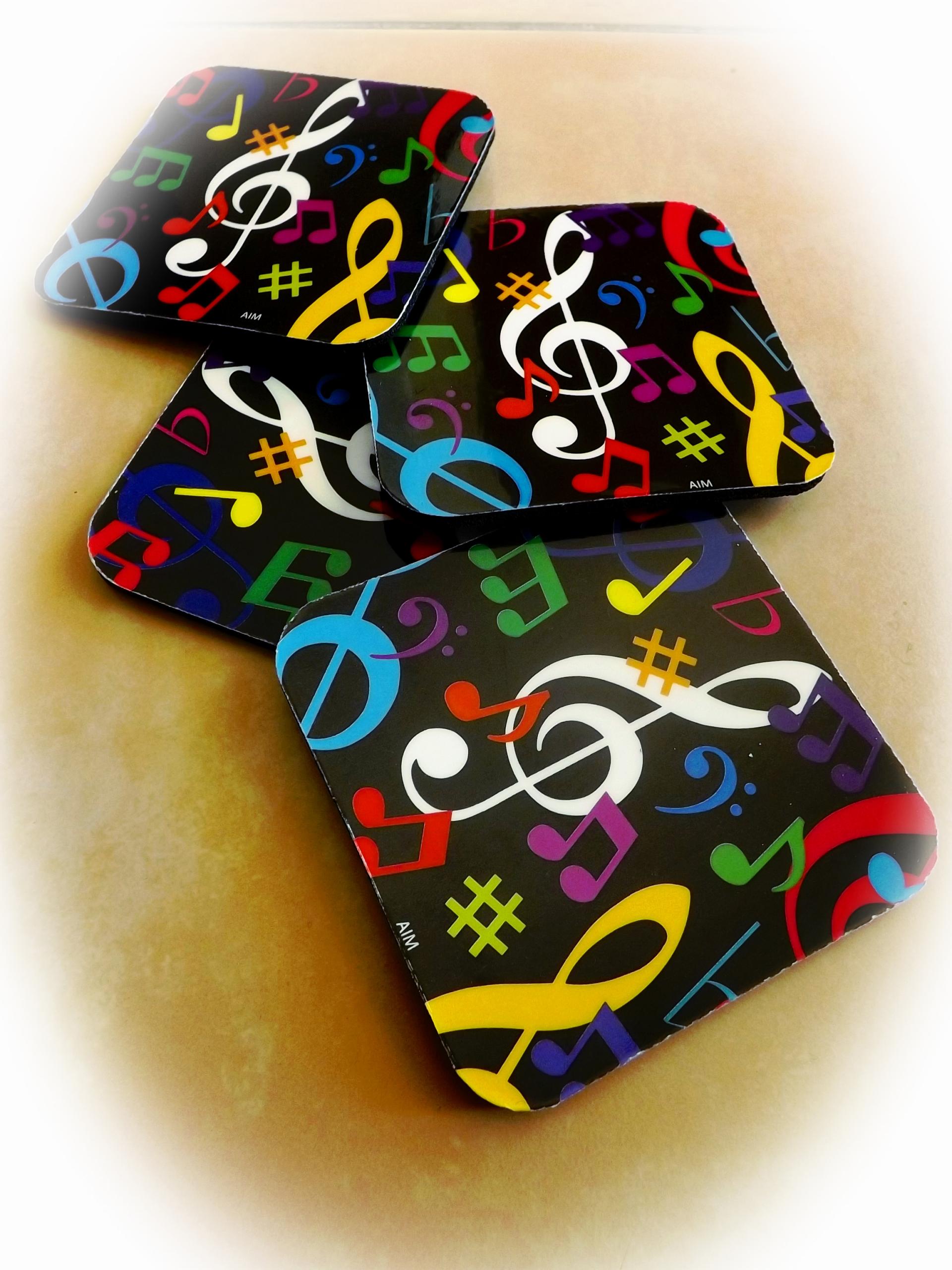 Music Themed Coasters - Colourful Set of 4