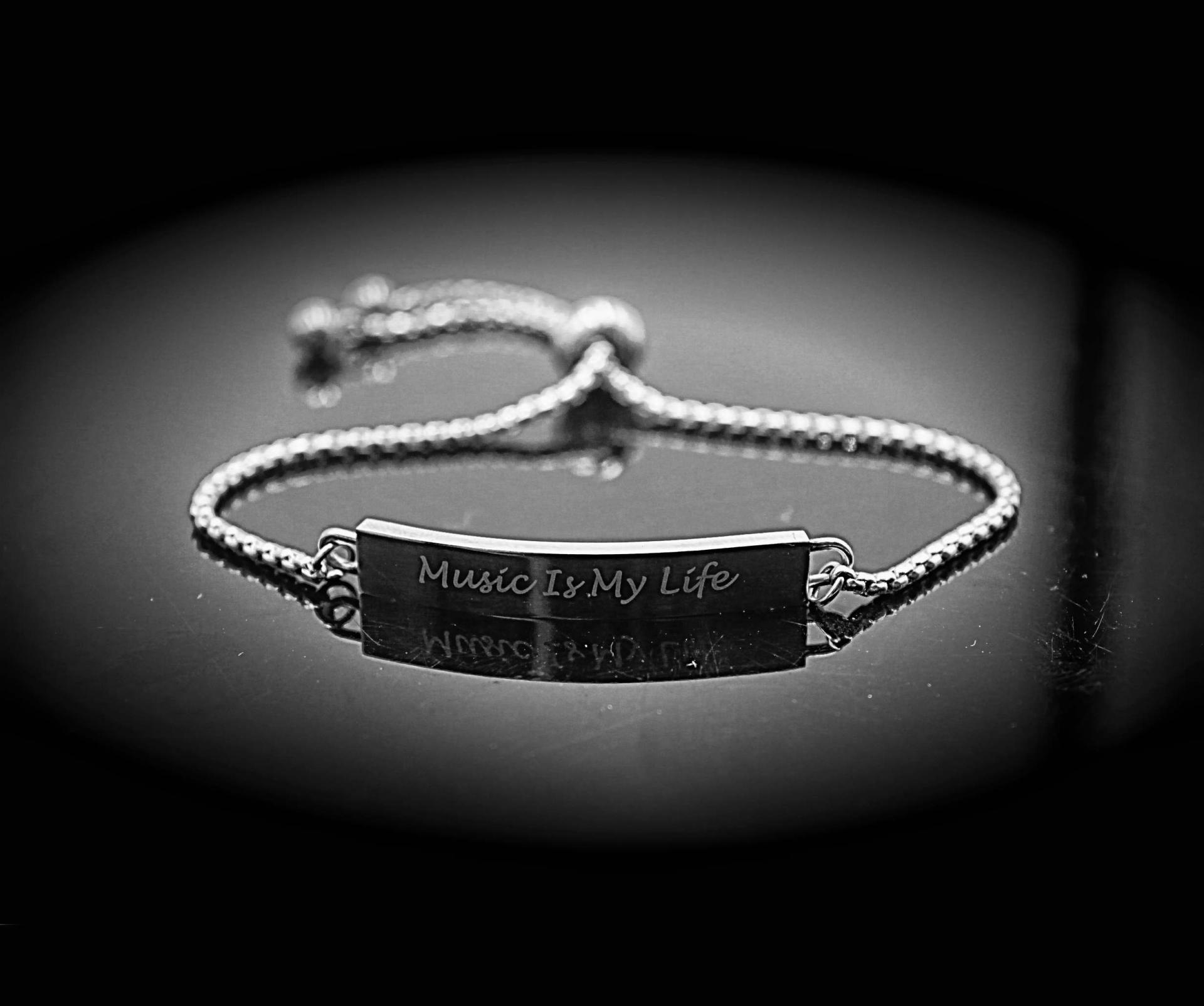 Music Is My Life Inspirational Stainless Steel Bracelet