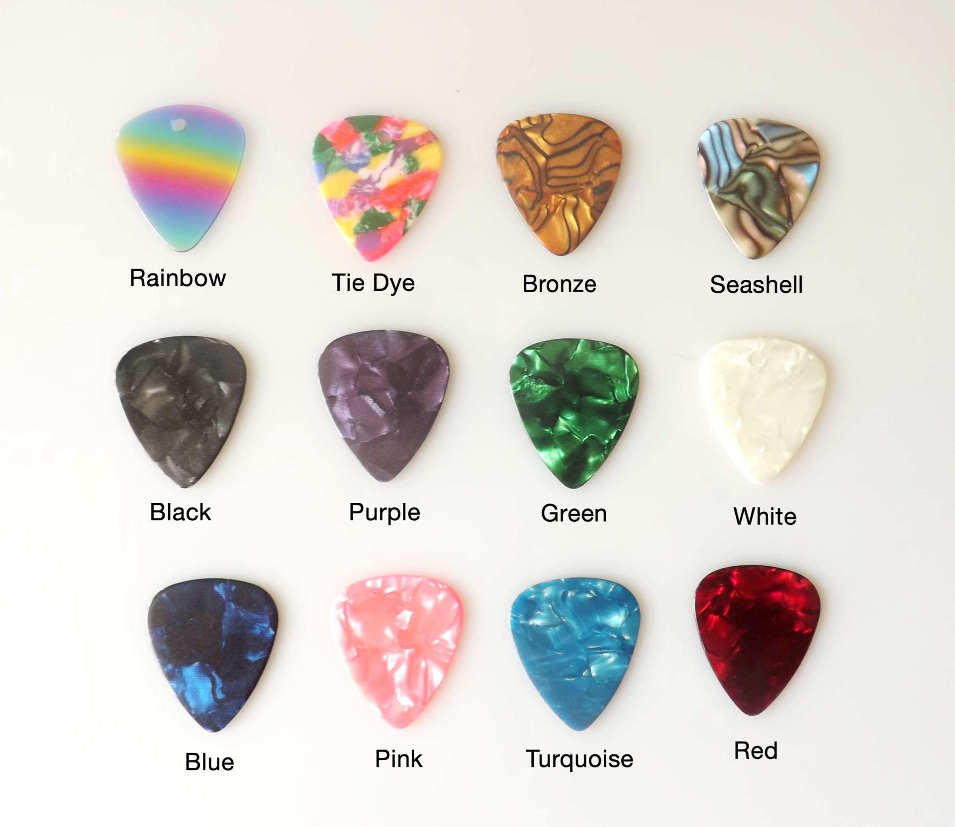 Guitar Pick Colour Selection from Musical Jewellery Online