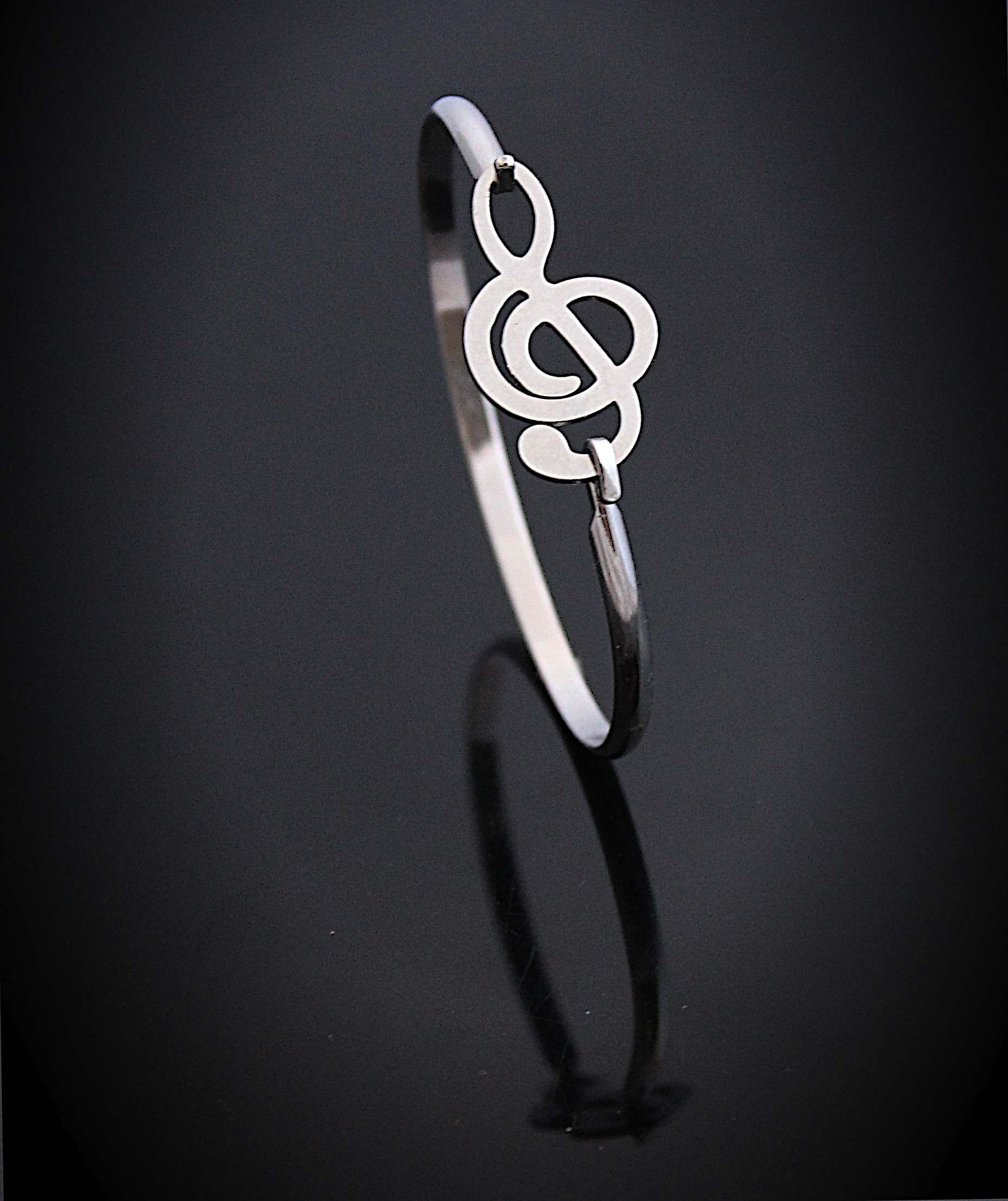 Treble Clef Stainless Steel Bangle