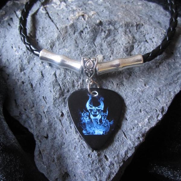 Guitar Pick Choker Necklace With Skull Theme