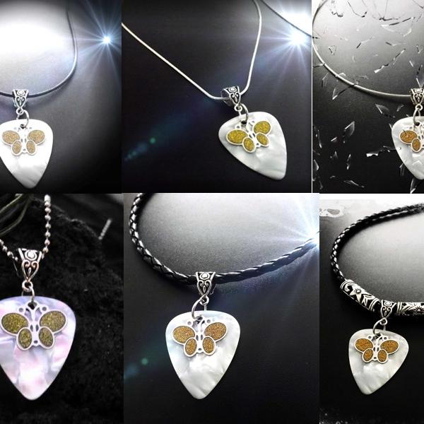 Guitar Pick with Sandblasted Butterfly Charm