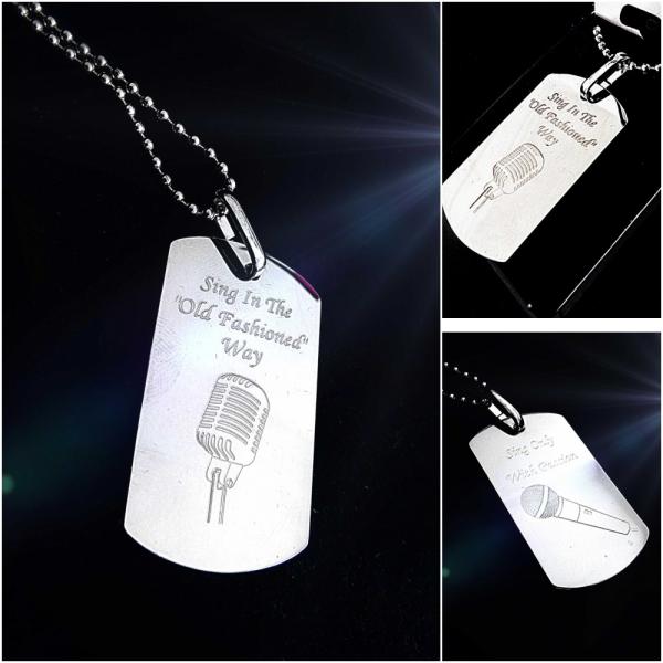 Chrome Tag Pendants with Microphones