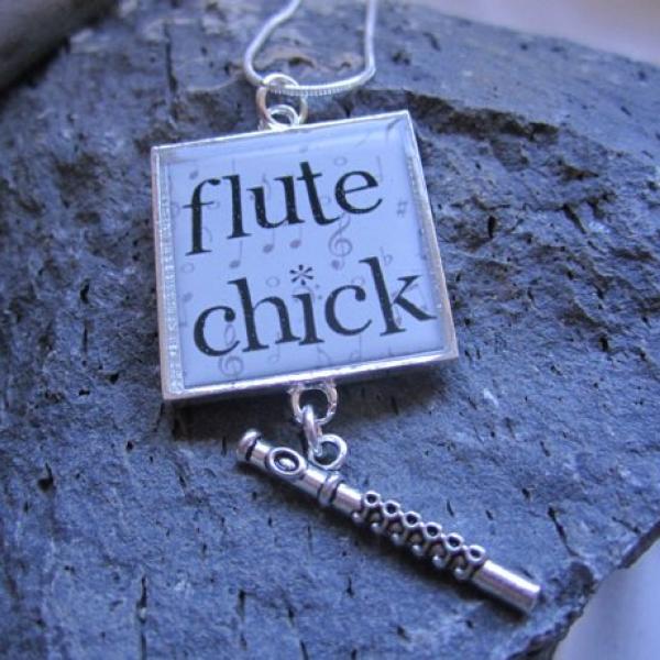 Flute Chick - Funky Resin Pendant With Flute Charm