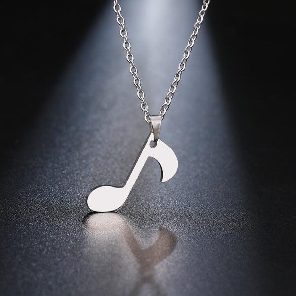 Music Note Quaver Necklace in Stainless Steel