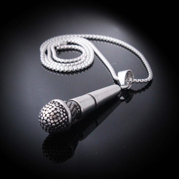Microphone Pendant  "Jumbo Super Size" Stainless Steel