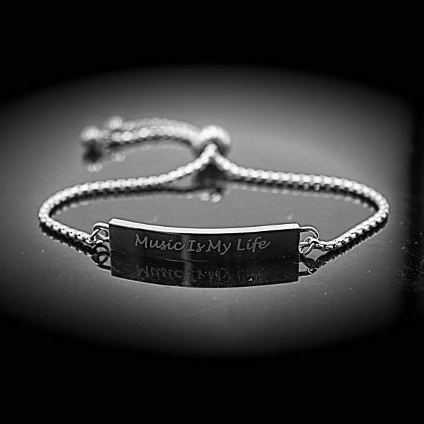 Music Is My Life Inspirational Stainless Steel Bracelet