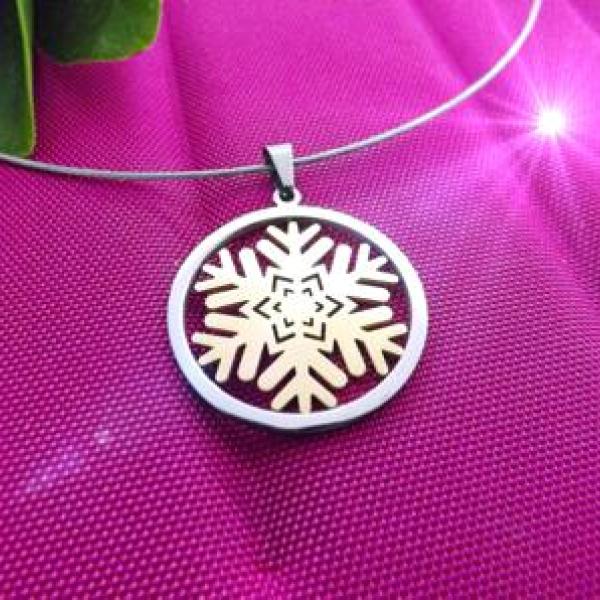 Snowflake Flower Circle Pendant - Choose Your Style!