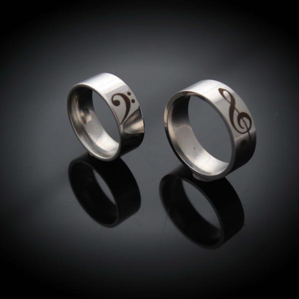 Bass and Treble Clef Stainless Steel Ring