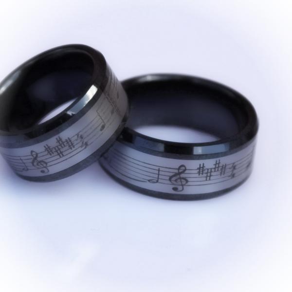 Music Ring - Tungsten and Ceramic Combination Ring -
