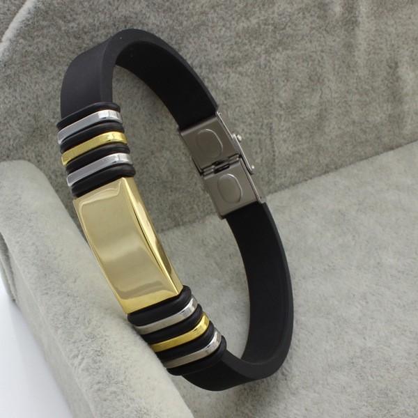 Titanium Steel Bracelet with Gold, Silver and Black Styling Music