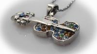 Acoustic Crystal  Guitar Music Necklace