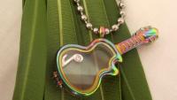 Anodized Stainless Steel Inner Glass Guitar Locket Pendant