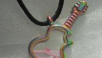 Anodized Stainless Steel Inner Glass Guitar Locket Pendant