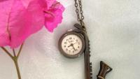 Antique Vintage Saxophone Charm Watch Necklace