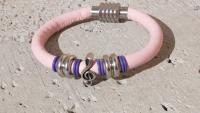 Baby Pink Leather Music Note Clef Bracelet