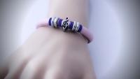 Baby Pink Leather Music Note Clef Bracelet
