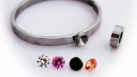 Unique Stainless Steel Stud Bangle With Interchangeable Gems
