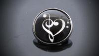 Music Note Treble Clef & Bass Clef Glass Cabouchon Badge