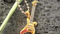 Bass Guitar Pendant - Gold With Nylon Strings