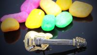 Bass Guitar Pin Badge With Real Strings