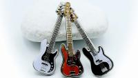 Bass Guitar Pin Badges In The Style Of Fender Precision - 3 Colours