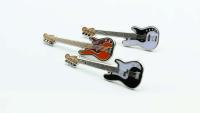 Bass Guitar Pin Badges In The Style Of Fender Precision - 3 Colours