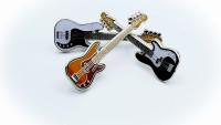 Bass Guitar Pin Badges In The Style Of Fender Precision - 3 Colours