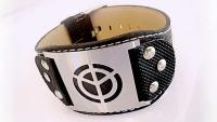 Belt Buckle Bracelet w/ Stainless Steel Cut-out Peace Sign Watch-Style