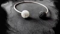 Black and White Crystal Bangle