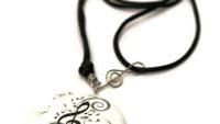 Black and White Treble clef adjustable pendant hand crafted