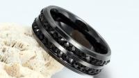 Black Crystal Titanium Ring - Unisex