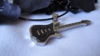Black Guitar Pendant on thin leather cord