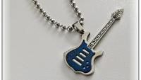 Blue Electric Guitar Pendant Stainless Steel