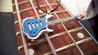 Blue Electric Guitar Pendant Stainless Steel