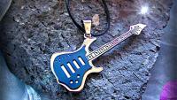 Blue Electric Guitar Pendant Stainless Steel