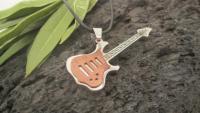 Bronze 2 tone guitar pendant on thin leather cord