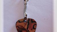 Guitar Pick Keyring in Bronze or Seashell Pearl