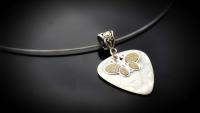 Guitar Pick with Sandblasted Butterfly Charm slimline style