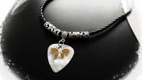 Guitar Pick with Sandblasted Butterfly Charm