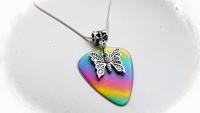 Butterfly on Rainbow Guitar Pick - Customisable!
