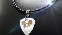 Guitar Pick with Sandblasted Butterfly Charm