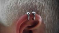 Steel Double Hoop Cartilage Clip On with Balls